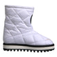 White Viscose Padded Mid Calf Boots Shoes