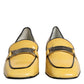 Yellow Leather Logo Plaque Slip On Mocassin Shoes