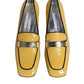 Yellow Leather Logo Plaque Slip On Mocassin Shoes