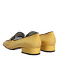 Yellow Leather Logo Plaque Slip On Mocassin Shoes