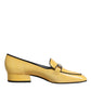 Yellow Leather Logo Plaque Slip On Mocassin Shoes