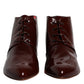 Maroon Leather Lace Up Ankle Boots Shoes