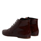 Maroon Leather Lace Up Ankle Boots Shoes