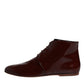 Maroon Leather Lace Up Ankle Boots Shoes