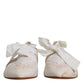 White Ribbon Fabric Ballerina Flats Shoes