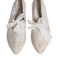 White Ribbon Fabric Ballerina Flats Shoes