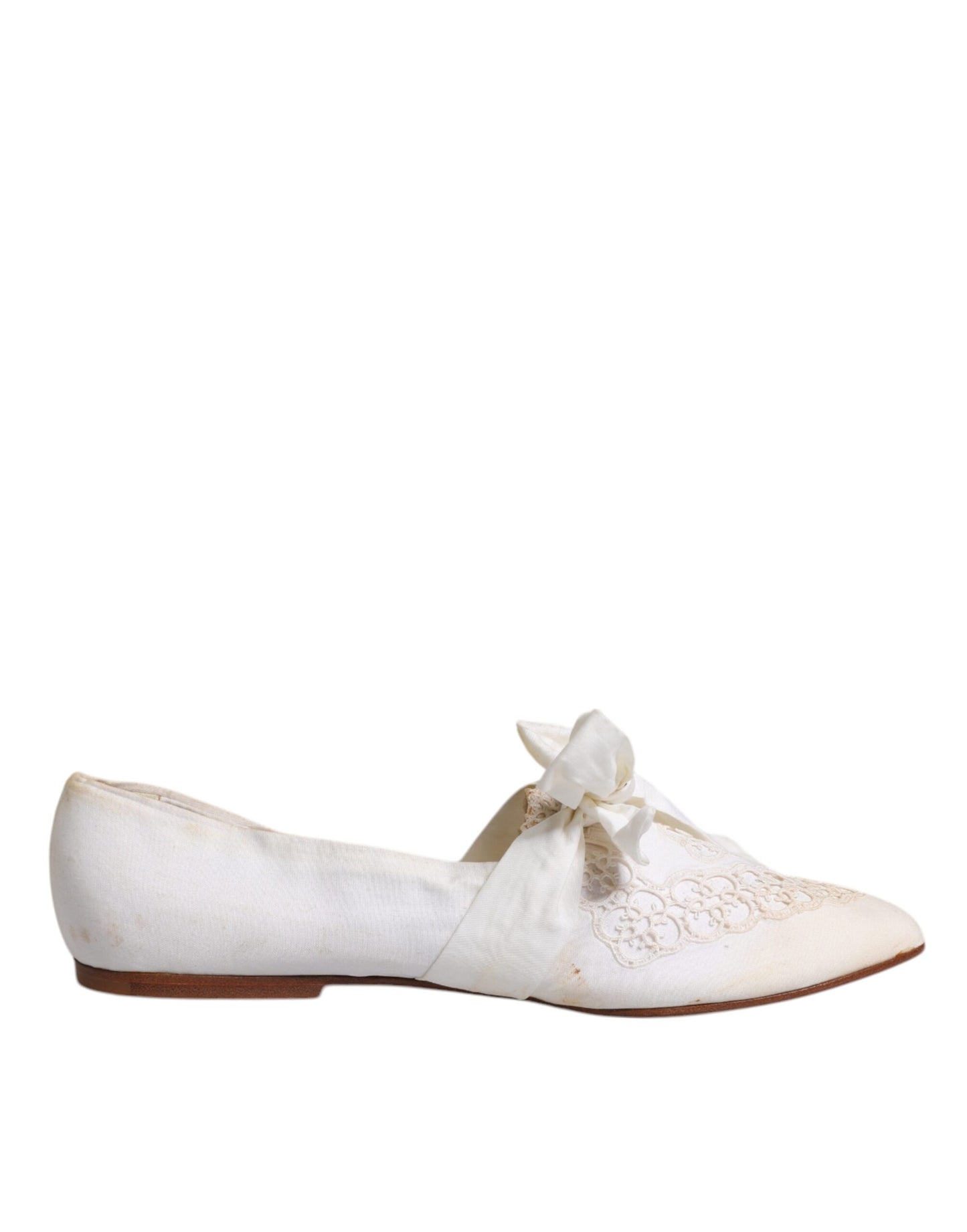 White Ribbon Fabric Ballerina Flats Shoes