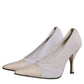 White Beige Leather High Heels Pumps Shoes