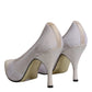 White Beige Leather High Heels Pumps Shoes