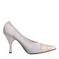 White Beige Leather High Heels Pumps Shoes