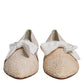 Beige Ribbon Fabric Ballerina Flats Shoes