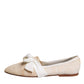 Beige Ribbon Fabric Ballerina Flats Shoes