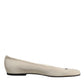 Beige Fabric Slip On Ballerina Flats Shoes