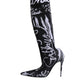 Black Logo Stretch Heels High Boots Shoes