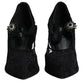 Black Lace Crystals Mary Jane Pumps Shoes