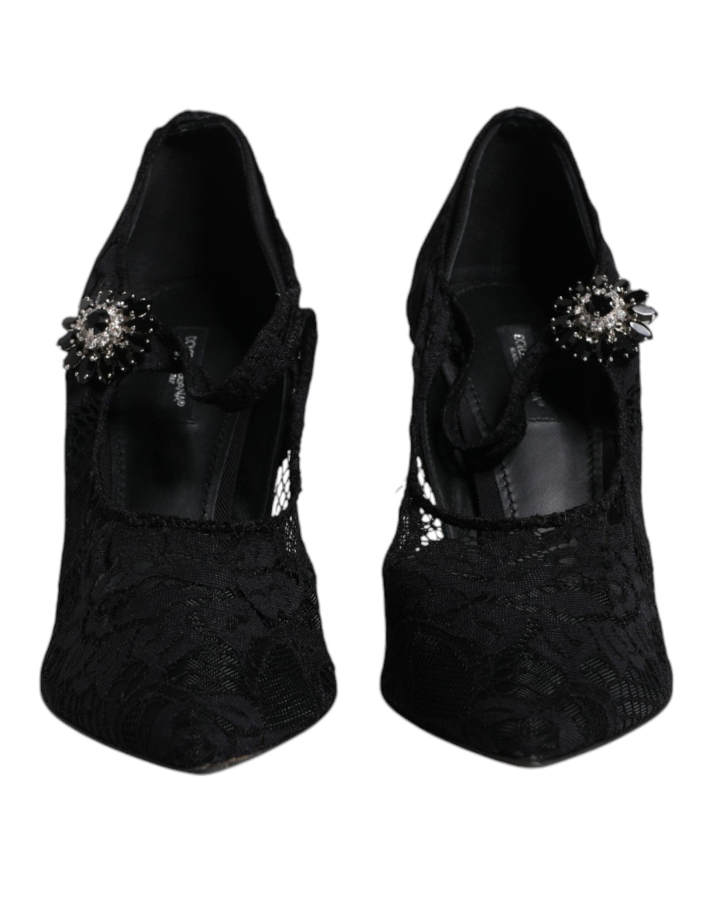 Black Lace Crystals Mary Jane Pumps Shoes