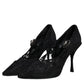 Black Lace Crystals Mary Jane Pumps Shoes