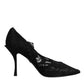 Black Lace Crystals Mary Jane Pumps Shoes