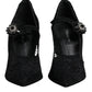 Black Lace Crystals Mary Jane Pumps Shoes