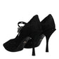 Black Lace Crystals Mary Jane Pumps Shoes