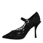 Black Lace Crystals Mary Jane Pumps Shoes