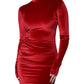 Red Velvet Long Sleeves Bodycon Mini Dress