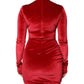 Red Velvet Long Sleeves Bodycon Mini Dress