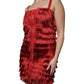 Red Lace Tassel Sleeveless Sheath Mini Dress