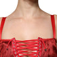 Red Lace Tassel Sleeveless Sheath Mini Dress