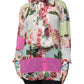 Multicolor Floral Patchwork Ascot Collar Top