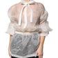 White Ascot Collar Long Sleeves Blouse Top