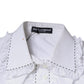 White Cotton Long Sleeves Ruffle Collar Top