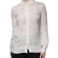 White Silk Collared Long Sleeves Shirt Top