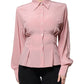 Pink Cotton Long Sleeves Collared Blouse Top