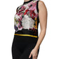 Multicolor Floral Silk Sleeveless Tank Blouse Top