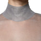 Grey Mesh Turtleneck Long Sleeve Blouse Top