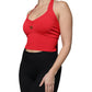 Red Viscose Sleeveless Halter Cropped Tank Top