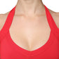 Red Viscose Sleeveless Halter Cropped Tank Top