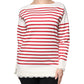 White Red Stripes Cotton Long Sleeves Top