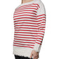 White Red Stripes Cotton Long Sleeves Top