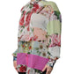 Multicolor Floral Patchwork Ascot Collar Top