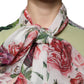 Multicolor Floral Patchwork Ascot Collar Top