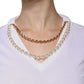 White Cotton Necklace Chain Short Sleeves T-shirt