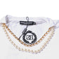 White Cotton Necklace Chain Short Sleeves T-shirt