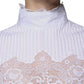 White Cotton Lace Trim Turtleneck Blouse Top