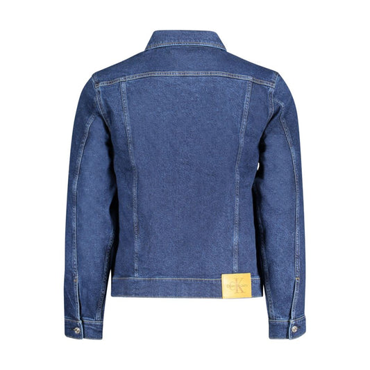 Blue Cotton Men Jacket