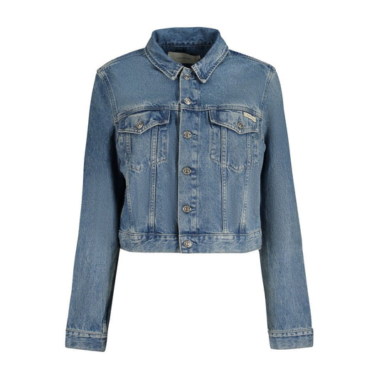 Blue Cotton Women Jacket