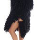 Elegant Black Fringed Wool-Cashmere Sweater