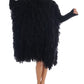 Elegant Black Fringed Wool-Cashmere Sweater