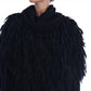 Elegant Black Fringed Wool-Cashmere Sweater